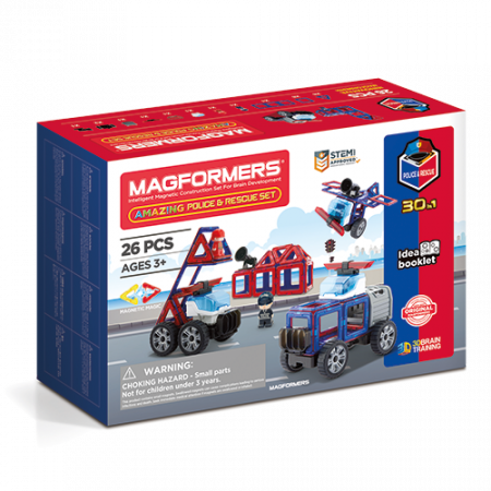 Black Friday játékok - Clics-toys-Set-magnetic-de-construit-Magformers-masini-de-interventie
