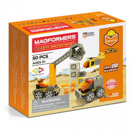 Építő készletek - Clics-toys-Set-magnetic-Magformers-Uimitorul-set-de-construit-pe-santier