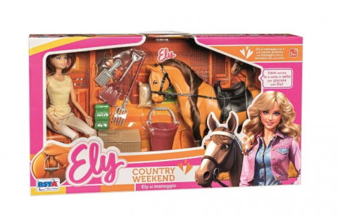 Első fogalmak játékok - Set papusa fashion 29 cm, cu cal si accesorii ingrijire, vestimentatie specifica Country