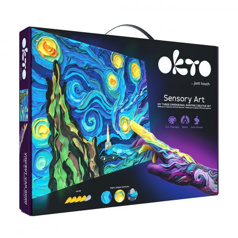 Játékok 9-12 éveseknek - Set pictura 3D cu argila usoara, 30*40cm - Starry Night