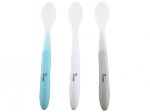 Első születésnapi ajándékok - Set tacamuri copii BO Jungle 3 lingurite moi din silicon albastre