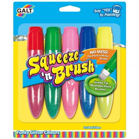 Játékok 3-5 éveseknek - Galt-Squeeze-n-Brush-5-culori-cu-sclipici