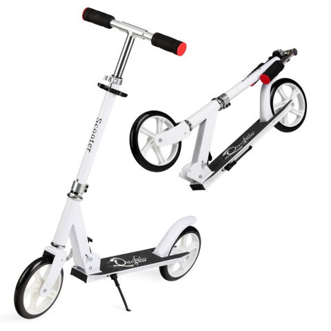 Játékok 6-8 éveseknek - Trotineta freestyle, QKIDS, WEISS White, Ghidon reglabil pe 3 trepte, Amortizor Easy&Up