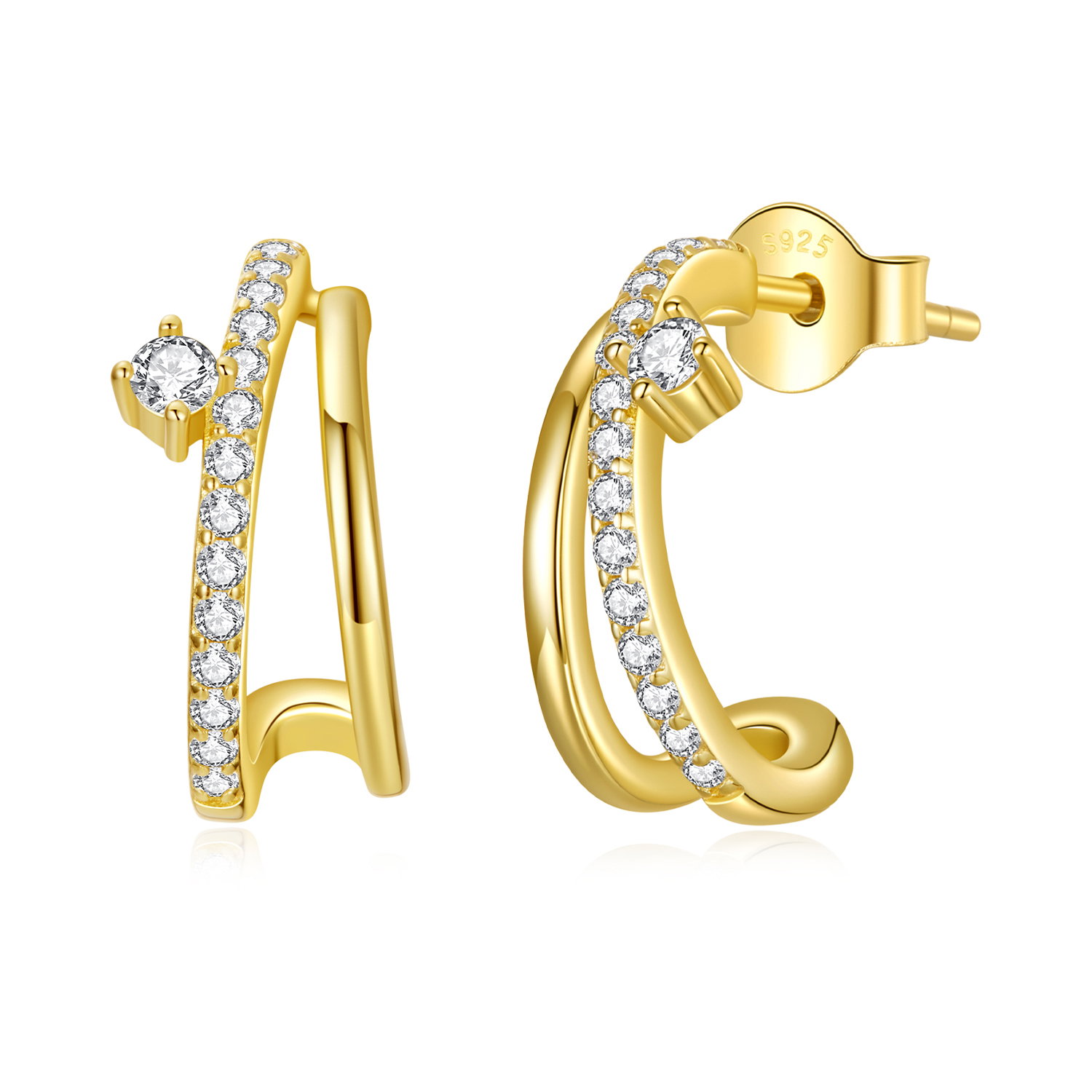 Cercei argint dubli cu Moissanit si Zirconii