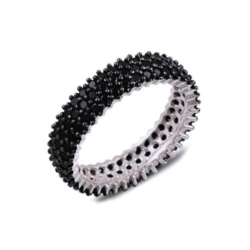 Inel argint Eternity cu 3 randuri zirconii negre [1]