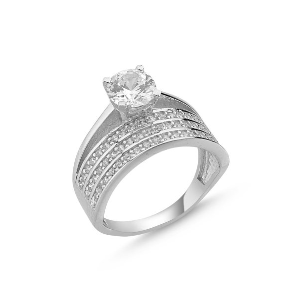 Inel argint Eternity & Solitaire cu zirconii, placat cu rodiu [1]