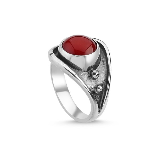 Inel reglabil din argint Handmade cu Coral [1]
