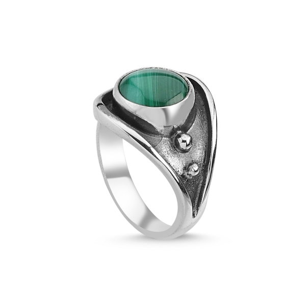 Inel reglabil din argint Handmade cu Malachit [1]