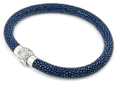 Bratara din argint 925 cu piele naturala culoare albastru [1]