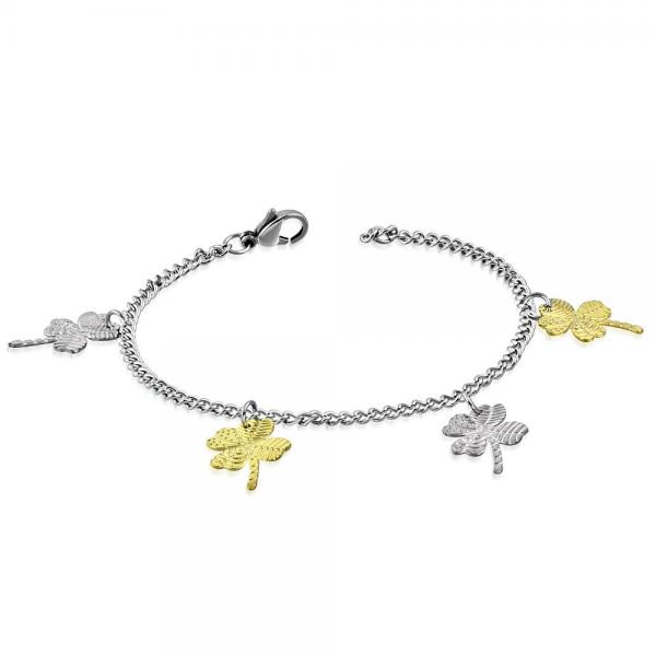 Bratara din inox cu trifoi cu patru foi - Be Lucky [1]