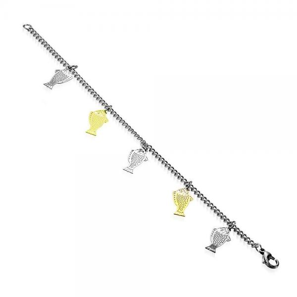 Bratara din otel inox cu pestisori aurii si argintii [2]