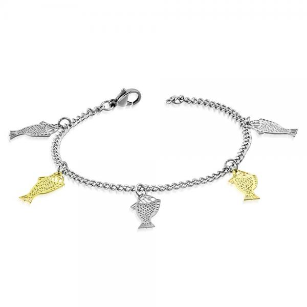 Bratara din otel inox cu pestisori aurii si argintii [1]