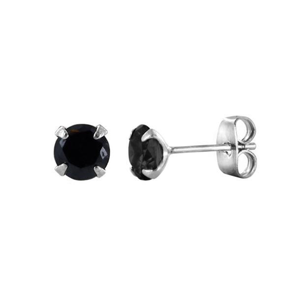 Cercei argint 925 cu zirconii negre 8 mm [1]