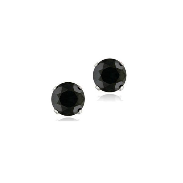 Cercei argint 925 cu zirconii negre 8 mm [2]