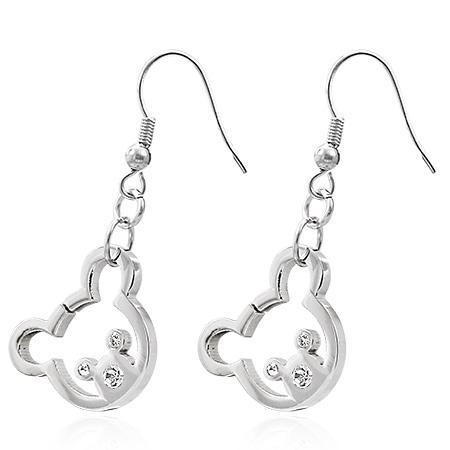 Cercei otel inox cu ursuleti si zirconii albe [1]