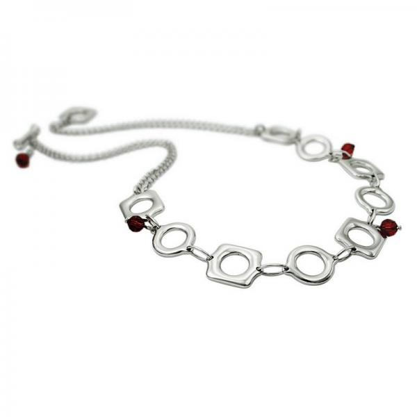 Colier elegant din inox si cristale grena [1]