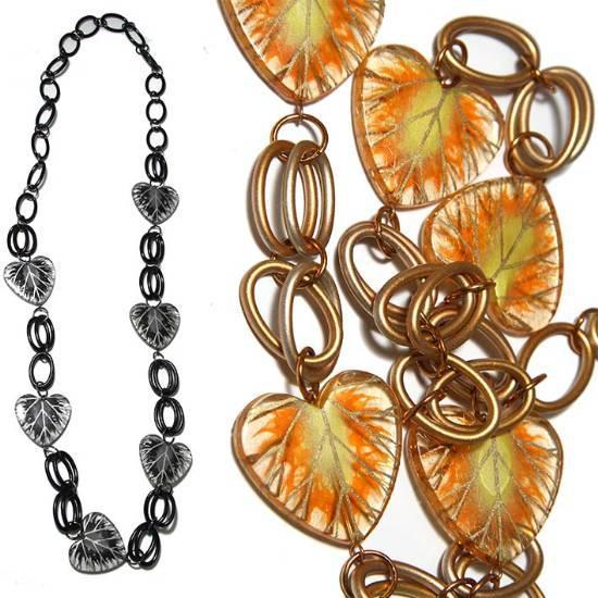 Colier lung cu frunze negre sau maro 106 cm [1]