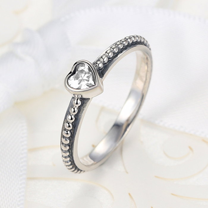 Inel placat cu argint cu inimioara alba IST0002_173 [4]