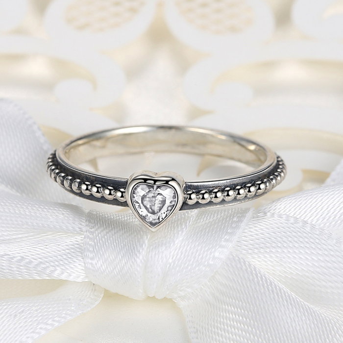 Inel placat cu argint cu inimioara alba IST0002_173 [5]