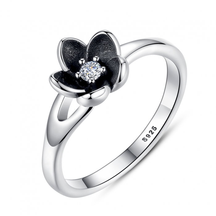 Inel argint 925 cu floare si zirconiu alb IST0015 [1]