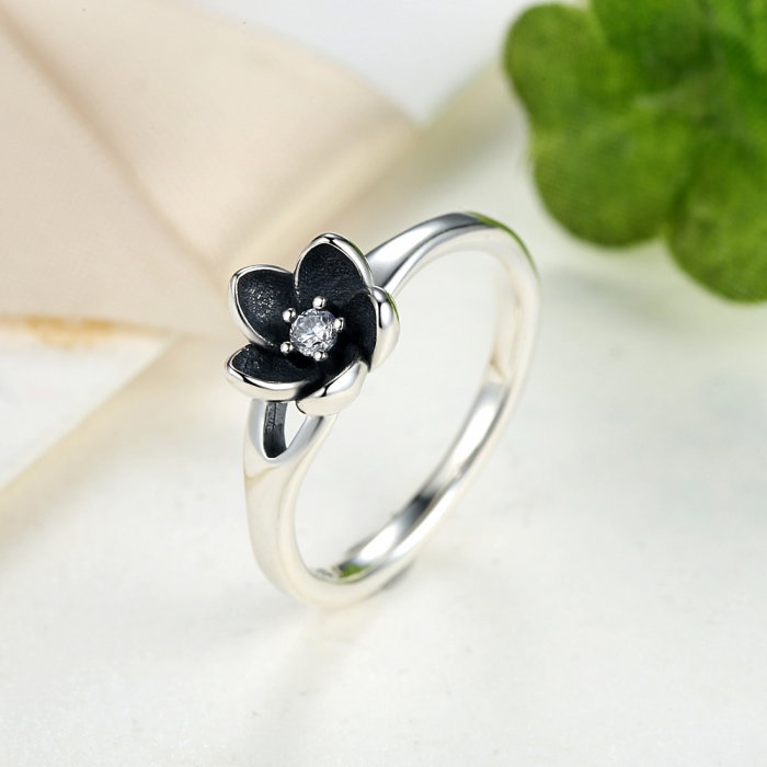 Inel argint 925 cu floare si zirconiu alb IST0015 [4]