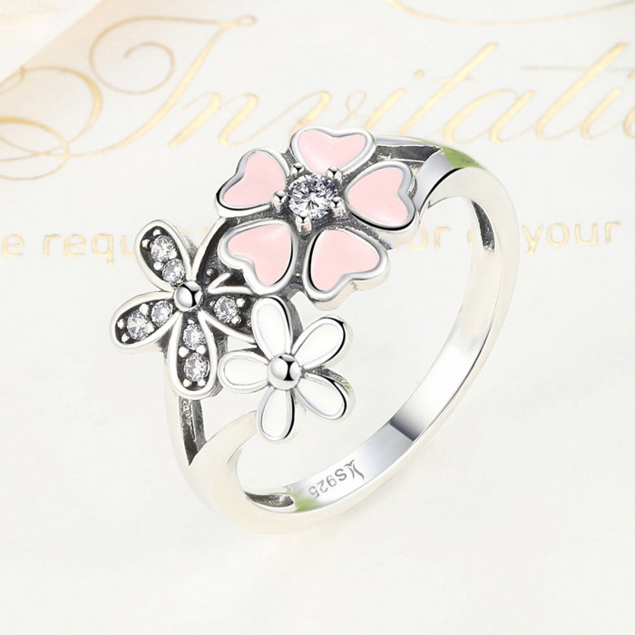 Inel argint 925 cu floricele si zirconii albe - Be Nature IST0017_173 [6]