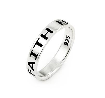 Inel argint 925 FAITH HOPE LOVE cu aspect vintage [1]