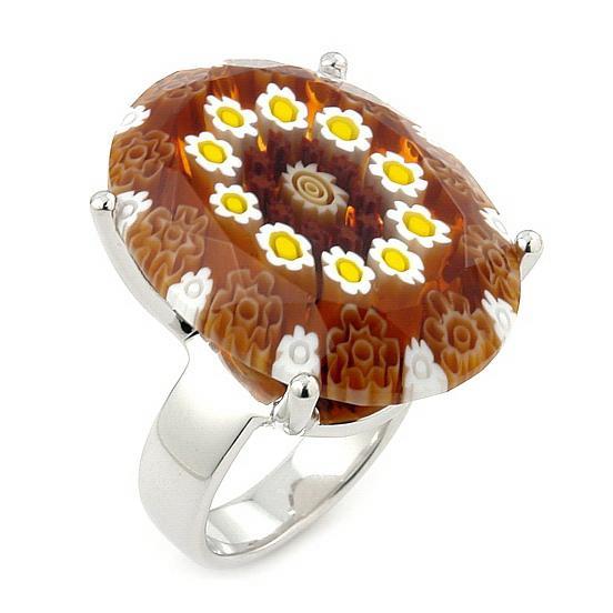 Inel argint 925 rodiat cu sticla murano millefiori [1]