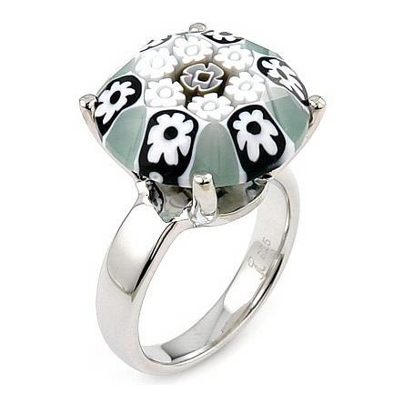 Inel argint 925 rodiat cu sticla murano millefiori [1]