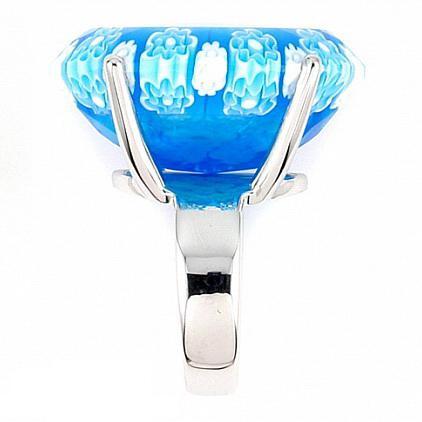 Inel argint 925 rodiat cu sticla murano millefiori [4]