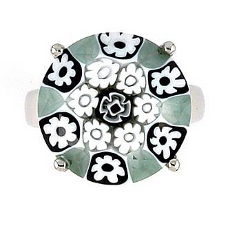 Inel argint 925 rodiat cu sticla murano millefiori [2]