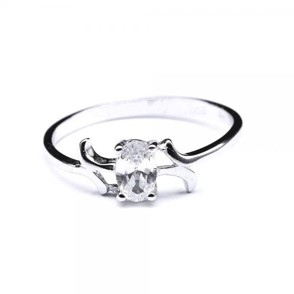Inel argint 925 rodiat cu zirconiu oval [1]