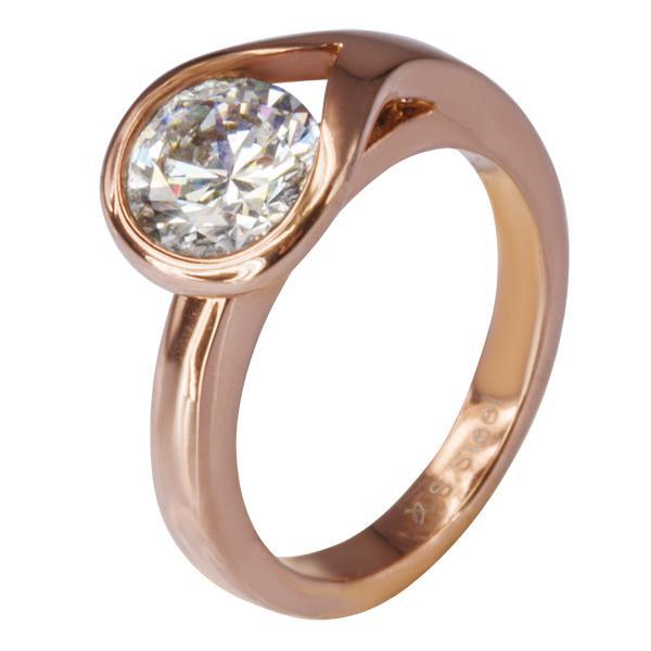 Inel elegant auriu din otel inox cu zirconiu [1]