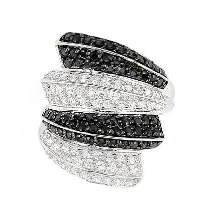 Inel elegant din argint 925 rodiat cu zirconii albe si negre [2]
