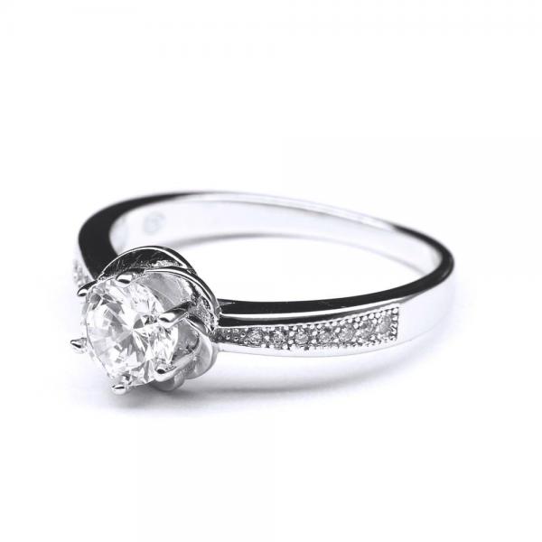 Inel floare din argint 925 rodiat cu zirconii [2]