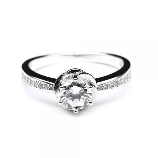 Inel floare din argint 925 rodiat cu zirconii [1]