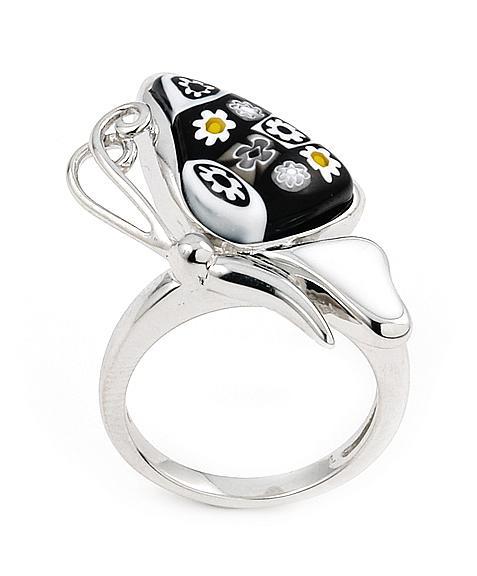 Inel fluturas argint 925 si sticla de murano cu margarete [1]