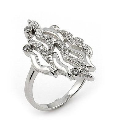 Inel lat din argint 925 rodiat cu zirconii albe [1]