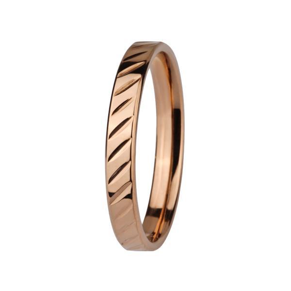 Inel inox cu striatii oblice culoarea aurului roz [1]