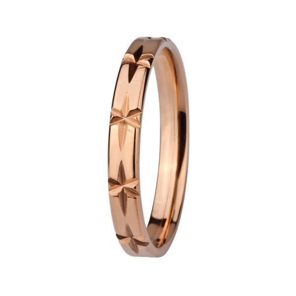 Inel elegant subtire din inox gravat cu stelute culoarea aurului roz [1]