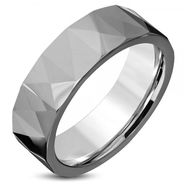 Inel tungsten cu piramide model verigheta [1]