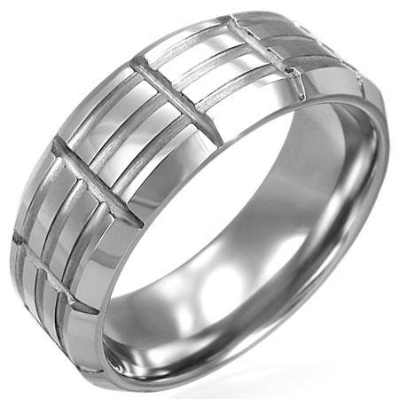 Inel tungsten lat cu striatii stil verigheta [1]