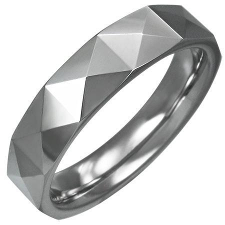 Inel tungsten stil verigheta cu piramide [2]