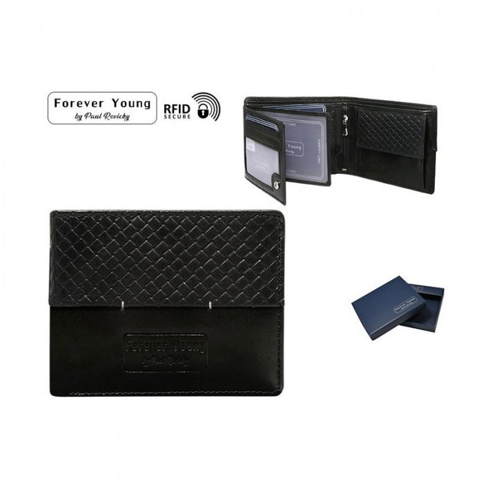 Portofel din piele naturala pt. barbati Forever Young PORM705 Negru [3]