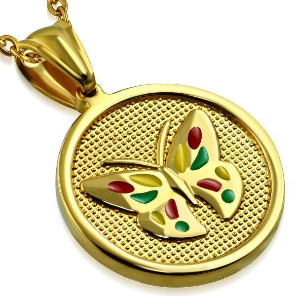 Pandant auriu otel inox cu fluturas [1]