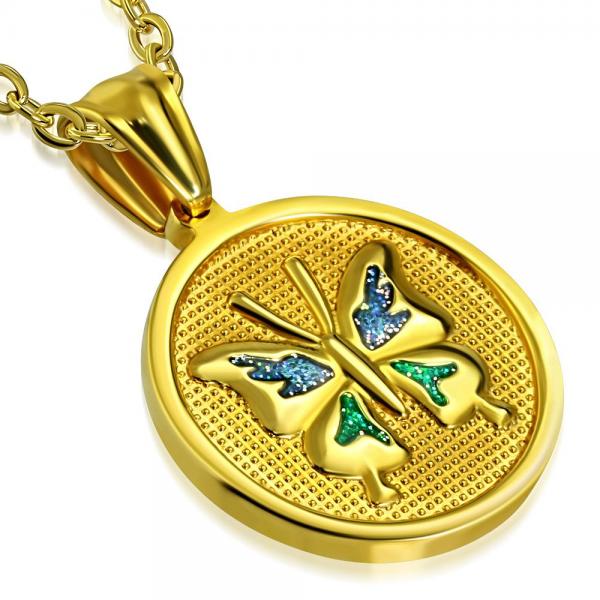 Pandant auriu otel inox cu fluturas [1]