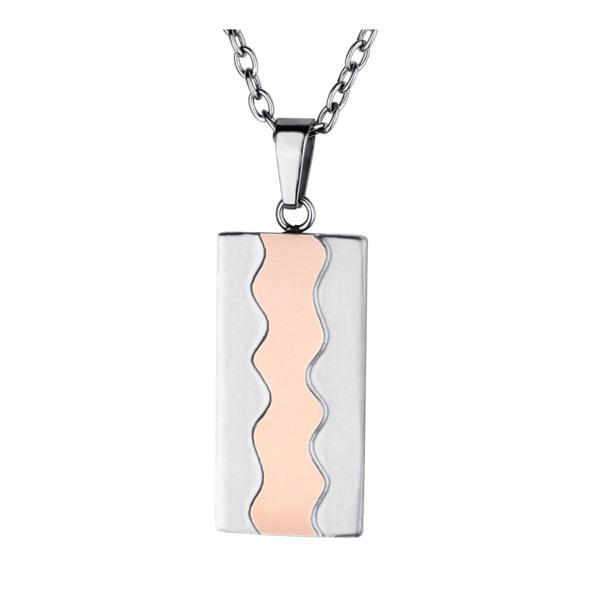 Pandant inox placuta identificare cu valuri aurii [1]