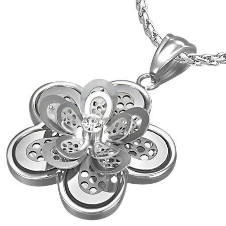 Pandant otel inox in forma de floare 3D [1]