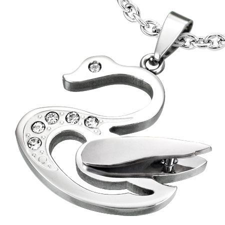 Pandant otel inox in forma de lebada cu zirconii [1]