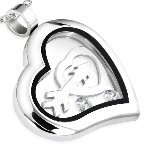 Pandant otel inox inimioara cu sageata [1]